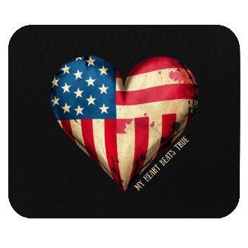 Discover My Heart Beats True American Flag Mouse Pads