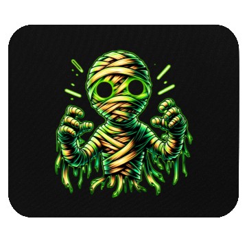 Discover Neon Mummy Glow – Cursed Undead Wrap Mouse Pads