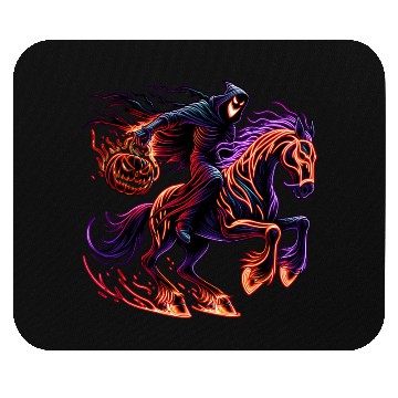 Discover Haunted Pumpkin Rider – Neon Horror Chase Mouse Pads