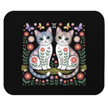 Discover Gemini Zodiac Twin Cats Art Mouse Pads