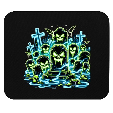 Discover Neon Tomb Uprising – Glowing Graveyard Ghouls Mouse Pads