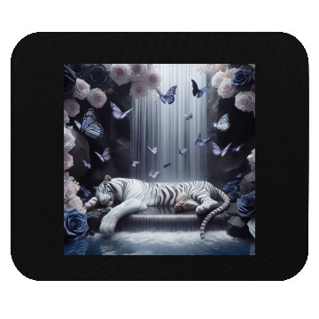 Discover Butterfly Spirit Guardian: White Tiger & Black Ros Mouse Pads