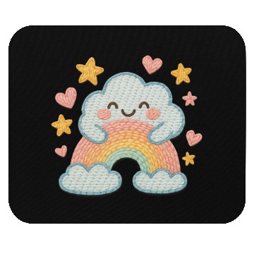 Discover Smiling Cloud Rainbow – Embroidered Kids Logo Mouse Pads