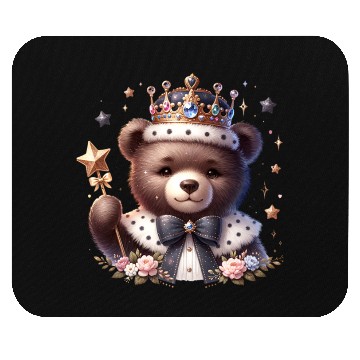 Discover Royal Teddy Bear Magic – Crowned Cutie with Sparkl Mouse Pads