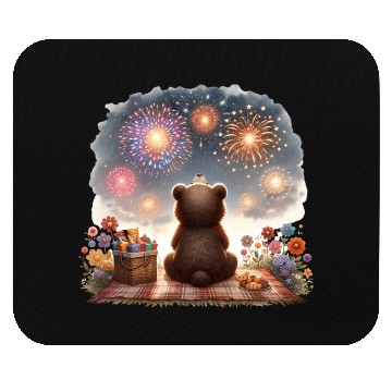 Discover Fireworks Picnic Bear – Night Sky Celebration View Mouse Pads