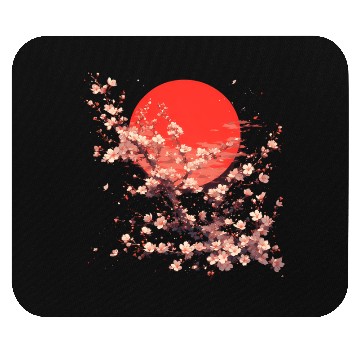 Discover Floral Japanese Nature Scene Mouse Pads