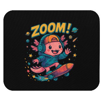 Discover Skater Axolotl in Space Mouse Pads