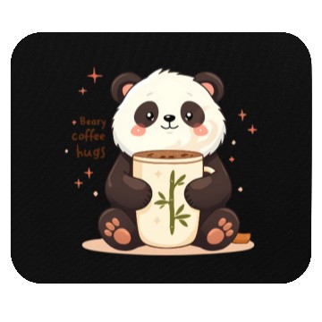 Discover Beary Coffee Hugs! - Cute Panda & Warm Embrace Mouse Pads