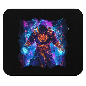 Discover Bright Magician With Energy Aura In Neon Colors Mouse Pads