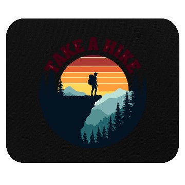 Discover Take A Hike - Vintage Sunset Mountain Silhouette Mouse Pads