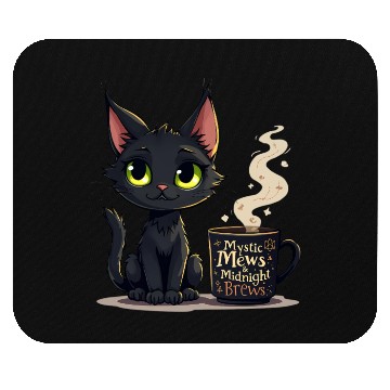 Discover Mystic Mews & Midnight Brews - Black Cat & Magic Mouse Pads