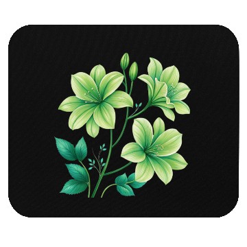 Discover Green Lilies Floral Design Mouse Pads
