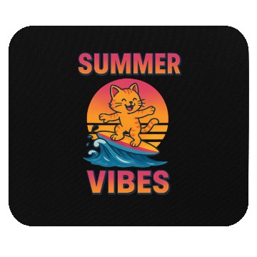 Discover Summer Vibes Cat Surfing Sunset Mouse Pads