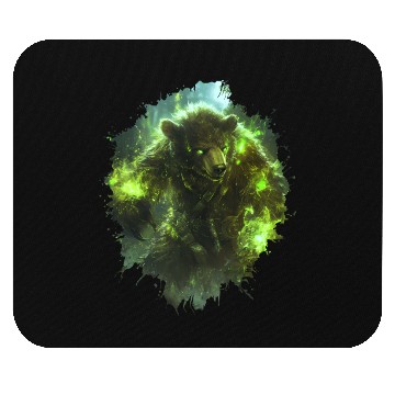 Discover Magical Bear Warrior with Green Nature Energy Mouse Pads