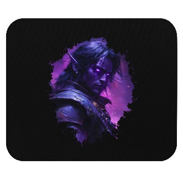 Discover Dark Elf Warrior with Glowing Purple Eyes Mouse Pads