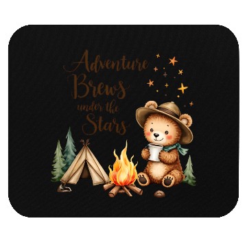 Discover Adventure Brews Bear - Camping & Coffee Mouse Pads
