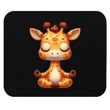 Discover Cute giraffe yoga meditation relaxation cartoon Mouse Pads