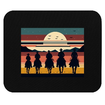 Discover Retro Cowboys in the Sunset Mouse Pads