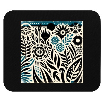 Discover Teal & Black Floral Pattern Mouse Pads