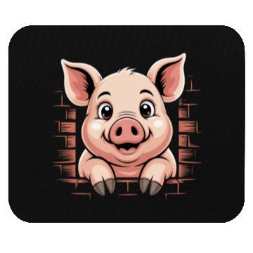 Discover Cute Pig With Big Eyes Mouse Pads