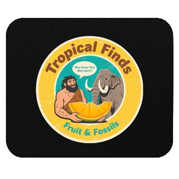Discover Caveman Mammoth Retro Ancient Fruit Discovery Mouse Pads