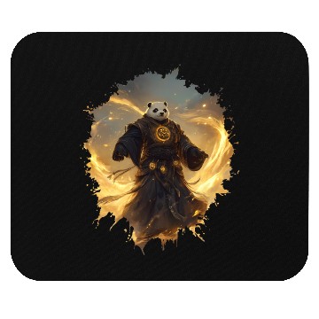 Discover Mystical Panda Monk with Golden Energy Flow Aura Mouse Pads