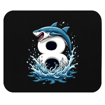 Discover Shark Children Birthday Number 8 Splash Mouse Pads