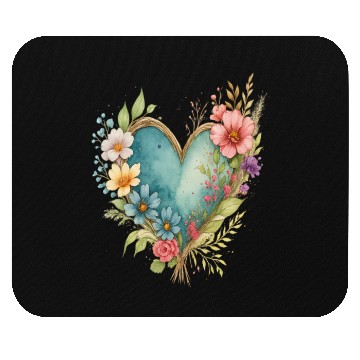 Discover Watercolor Floral Heart Graphic | Romantic Botanic Mouse Pads