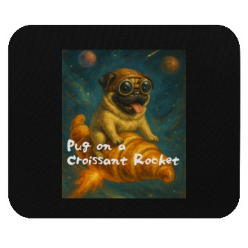 Discover Pug on a Croissant Rocket Mouse Pads