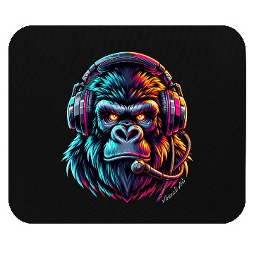 Discover Animal Art Gorilla with Headphone Mouse Pads