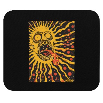 Discover Screaming Sun Face with Trippy Tongue Mouse Pads