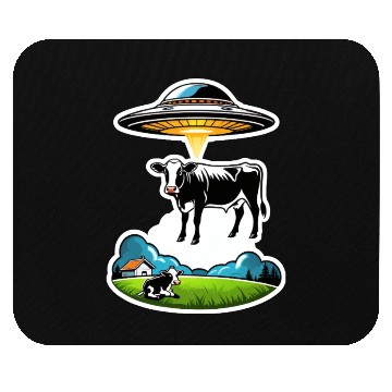 Discover Alien UFO cow abduction Mouse Pads