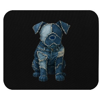 Discover Cute Denim Patchwork Art Dog Mouse Pads