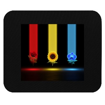 Discover Three Glowing Blooms: Rose, Sunflower, and Orchid Mouse Pads