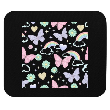 Discover Whimsical Butterfly Garden & Stars Pattern Mouse Pads