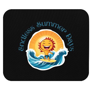 Discover Cartoon Sun Surfing – Endless Summer Days. Mouse Pads