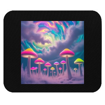 Discover Neon Mushroom Forest – Psychedelic Minimalist Mouse Pads