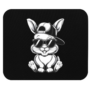 Discover Cool Hip Hop Bunny in Sunglasses and Cap Sketch Mouse Pads