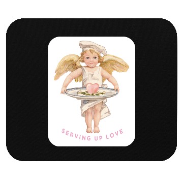 Discover Chef Cook Valentine SERVING UP LOVE Cupid Angel Mouse Pads