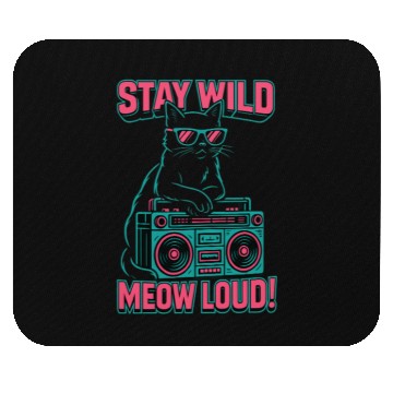Discover Stay Wild Meow Loud Retro Cat Quote Mouse Pads