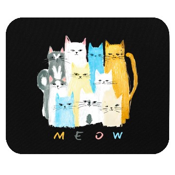 Discover Ten Colorful Cats MEOW Graphic Design Mouse Pads