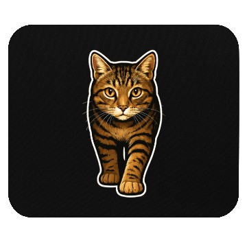 Discover Realistic Tabby Cat – Walking Cat Illustration for Mouse Pads