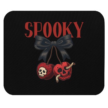 Discover Spooky Skull Cherry Bow Halloween Mouse Pads