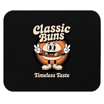 Discover Classic Buns Burger Retro Cartoon Mouse Pads