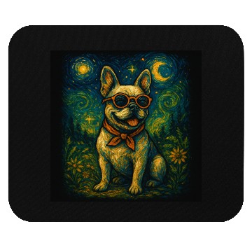 Discover Starry Night Dog Funny Art Style Retro Glasses Pet Mouse Pads