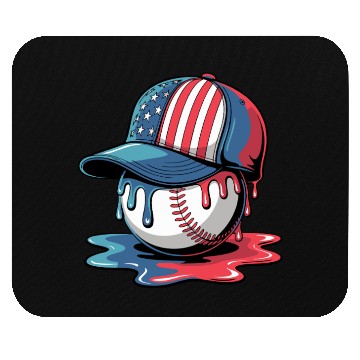 Discover Patriotic Baseball Dripping Flag Hat Mouse Pads