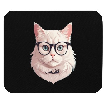 Discover Nerdy cat with large glasses Mouse Pads