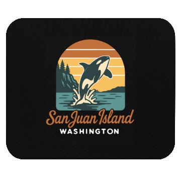Discover San Juan Island Washington Orca Whale Retro Sunset Mouse Pads