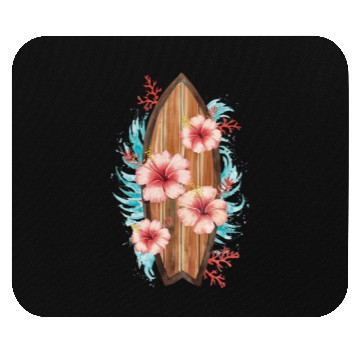 Discover Hawaiian Surfer Surfing Beach Surfboard Hibiscus Mouse Pads