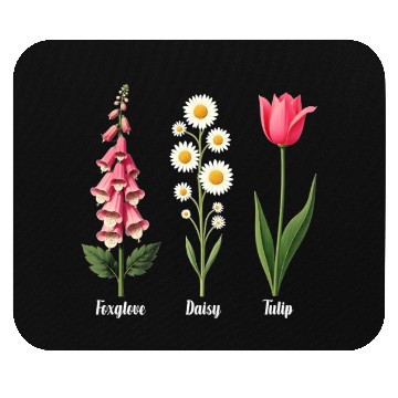 Discover Foxglove Daisy Tulip Vintage Botanical Flowers Mouse Pads